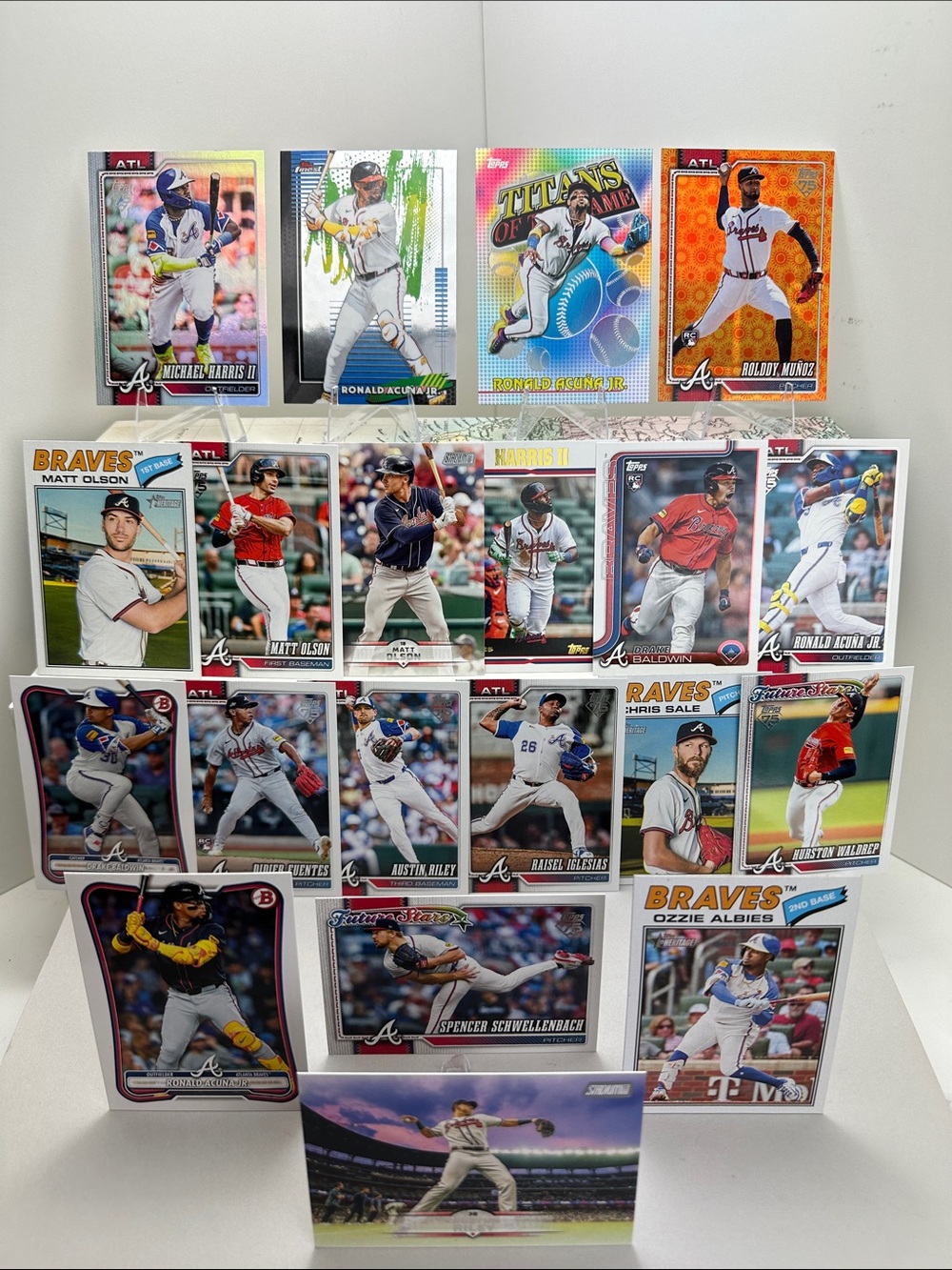 Braves lot of 20 w/ Drake Baldwin Rookie/Acuna Jr/Olson/Albies/Harris II/Munoz